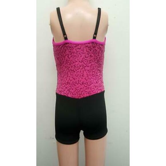 Dance Costume Weissman 6864 Medium Child Pink Unitard Jazz Sequin Hip Hop - Picture 4 of 4